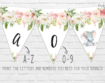 Elefant babyshower-banderoll, babyshower för flickor, elefanttema babyshower, elefantunge, rosa elefantfestbanderoll BSL 116