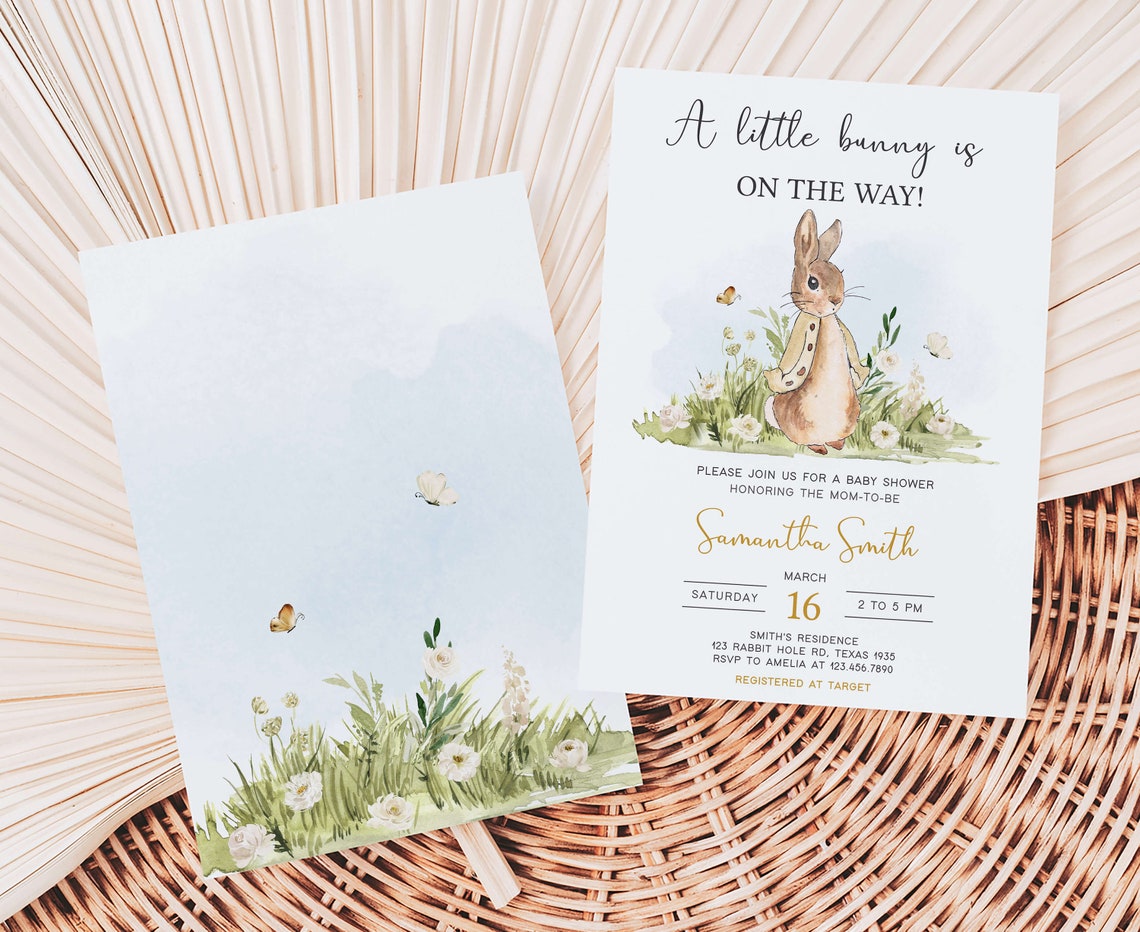 Editable Peter Rabbit Baby Shower Invitation Bundle, Rabbit Gender ...