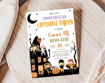 Editable Halloween Party Invitation, Costume Party Invite Invitation, Halloween Birthday Invitation, Kids Halloween Invitation Template 22BD