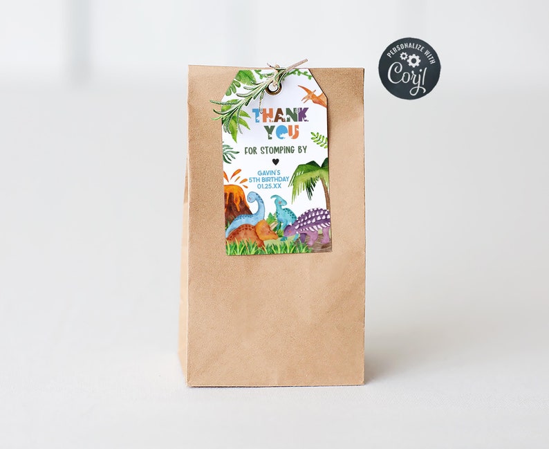 Dinosaur Birthday Favor Tags