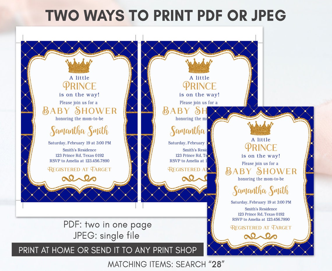 Editable Royal Baby Shower Invitation Little Prince Baby Etsy