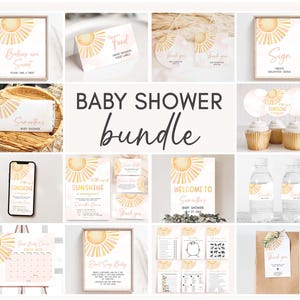 Pacchetto modificabile per baby shower Sunshine, pacchetto per baby shower A Little Ray of Sunshine, modello Mega Bundle per baby shower You Are My Sunshine, 0753