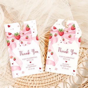 Strawberry Birthday Favor Tags