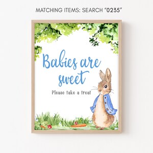 Babies are Sweet Sign Peter Rabbit Baby Shower, Blue Bunny Baby Shower Sweet Treat Sign, Rustic Peter Rabbit Decor Printable Template 0235