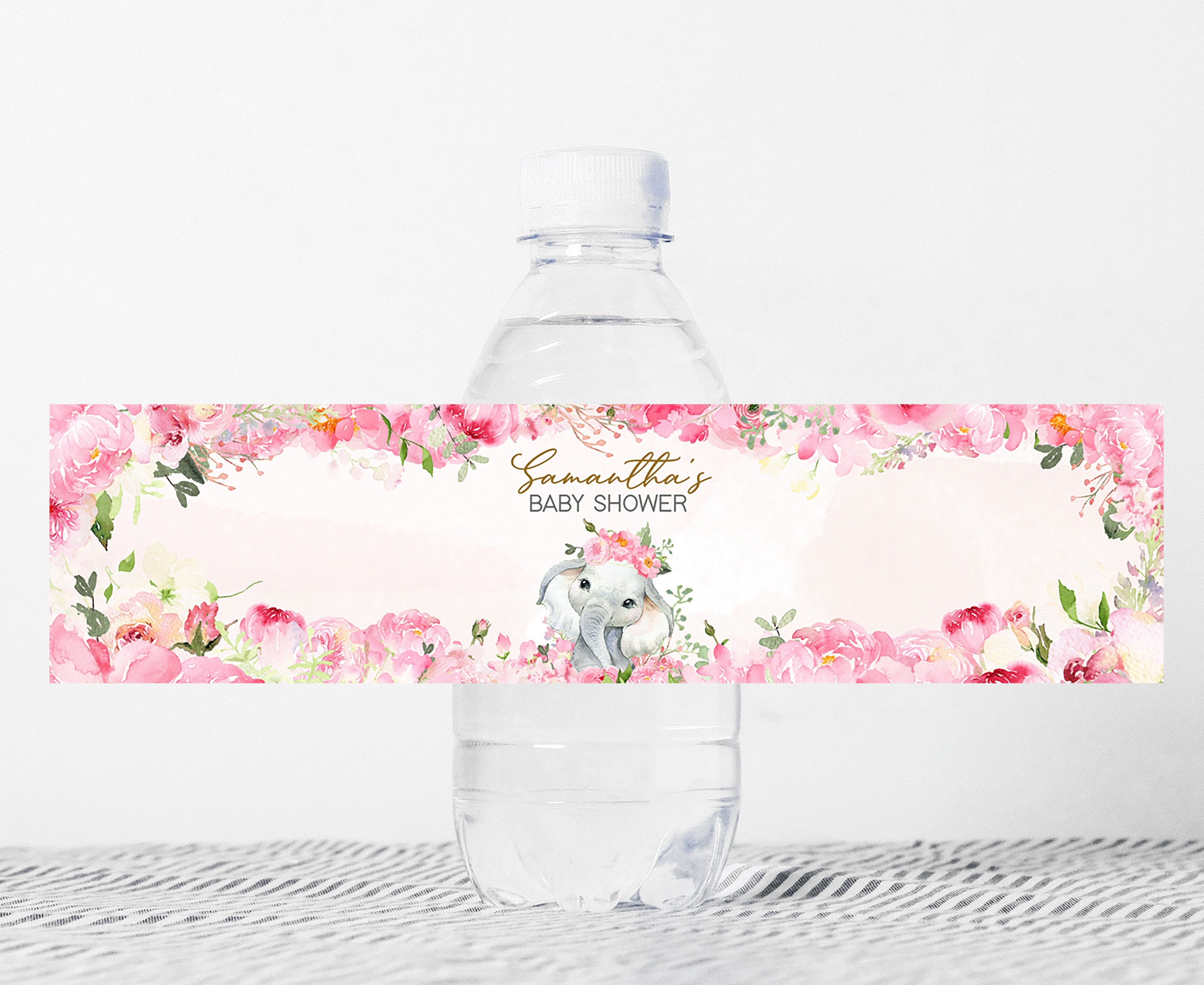 Etiqueta editable de botella de baby shower de elefante rosa, envolturas de  agua de baby shower floral rosa rubor, plantilla imprimible de decoración  de elefante bebé niña 0224 - Etsy México, image size:2775x2269