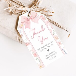 Coquette Baby in Bloom Favor Tag