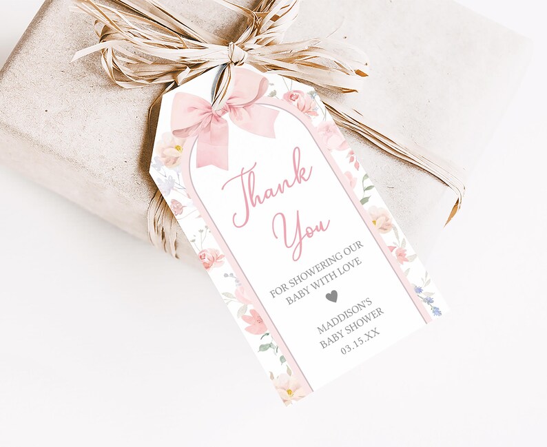 Coquette Baby in Bloom Favor Tag