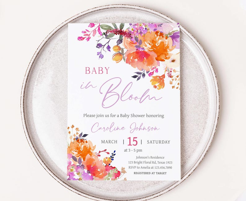 Baby in Bloom Baby Shower Invitation