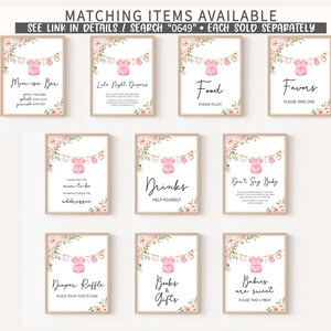 Pacchetto di giochi per baby shower modificabile per vestiti per bambini, pacchetto di giochi per baby shower Boho floreale rosa, modello di gioco per baby shower per bambina dolce, 0649 immagine 6