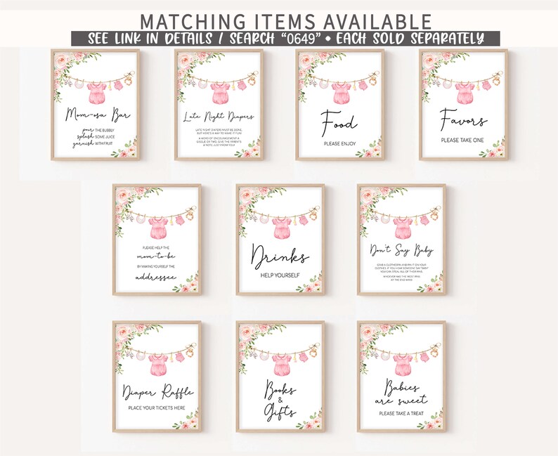 Pacchetto di giochi per baby shower modificabile per vestiti per bambini, pacchetto di giochi per baby shower Boho floreale rosa, modello di gioco per baby shower per bambina dolce, 0649 immagine 6