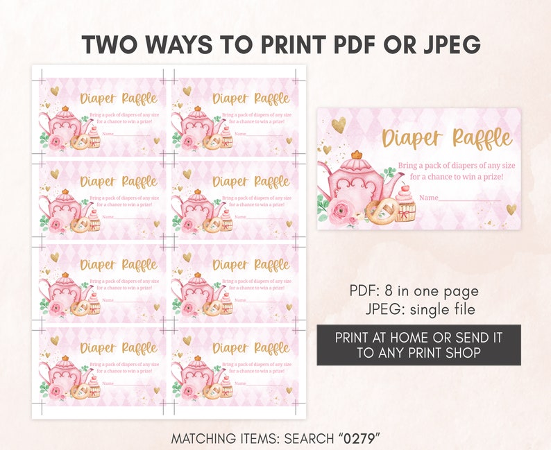 Teacup Raffle Editable Tea Party Baby Shower Invitation Bundle, A Baby is Brewing ...
