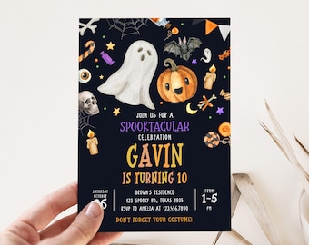 Editable Halloween Birthday Invitation, Spooktacular Invite, Halloween Invitation, Halloween Party Invite, Costume Party Invitation, 18BD