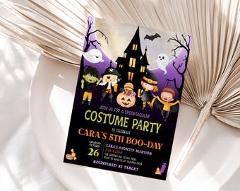 Editable Halloween Birthday Invitation, Halloween Party Invite, Costume Party Invitation, Kids Halloween Invitation, Spooky Invite, 22BD
