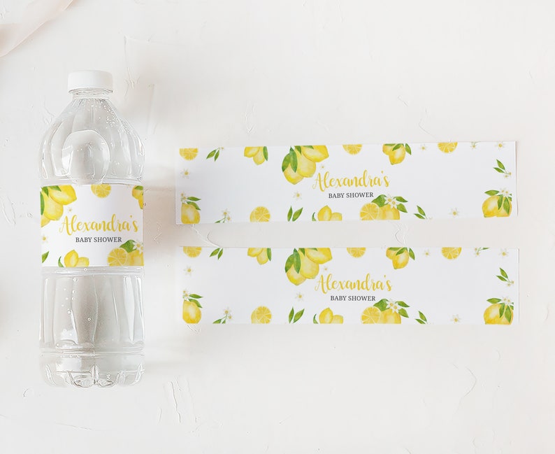Editable Lemon Baby Shower Bottle Label, Citrus Summer Baby Shower ...