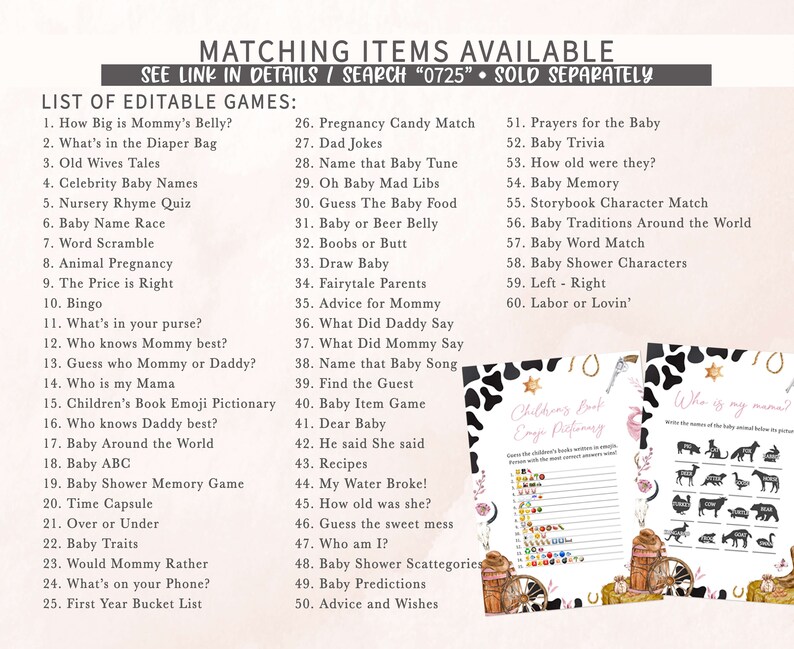 a list of items for a baby shower