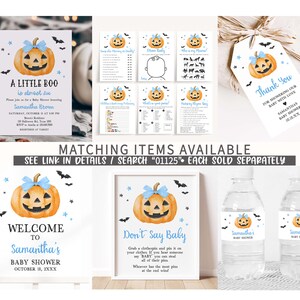 Blue Minimalist A Little Boo Baby Shower Printable Template
