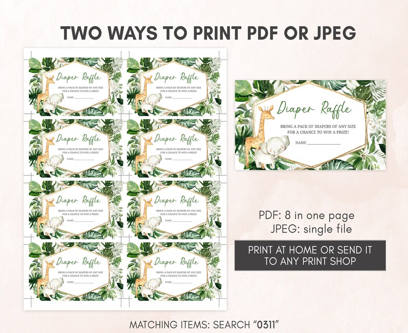 Editable Wild One Baby Shower Invitation Set, Greenery Safari Jungle Baby Shower Invite Pack, Boy Jungle Safari Animals Invite Template 0311 image 5