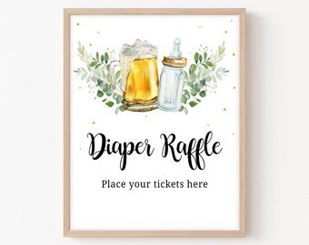 A Baby is Brewing Baby Shower Diaper Raffle Sign Bottle and Beer Baby Shower Diaper Game Sign Coed Baby Shower Decor Printable Template 0210