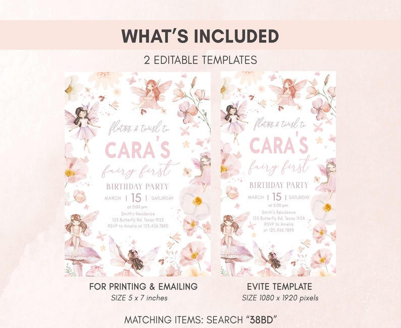 Enchanted Fairy Birthday Invitation Set