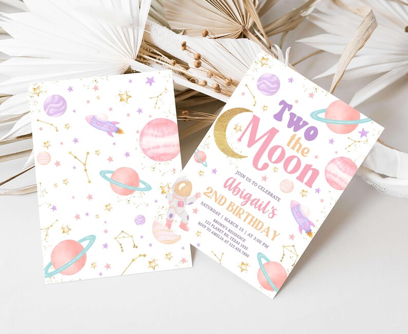 Two the Moon Invitation Front Back A