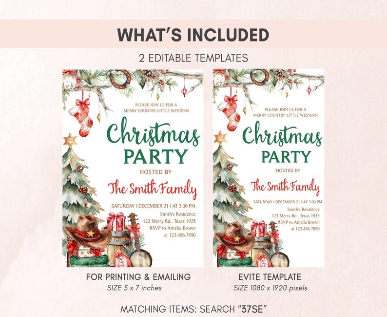 Western Christmas Invitation Set