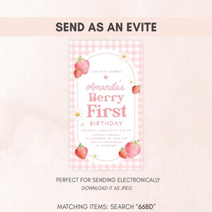 a pink and white birthday card with strawberries on it