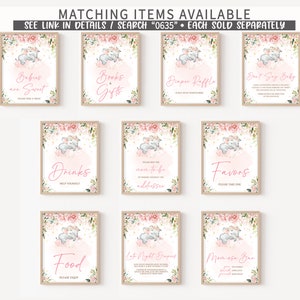 Editable Pink Elephant Baby Shower Games Bundle, Pink Floral Elephant Baby Shower Game Pack, Pink Flowers Girl Baby Shower Game Set, 0635 image 6