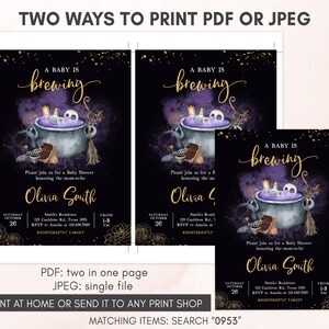 Gold Gothic Baby is Brewing Invitation Template