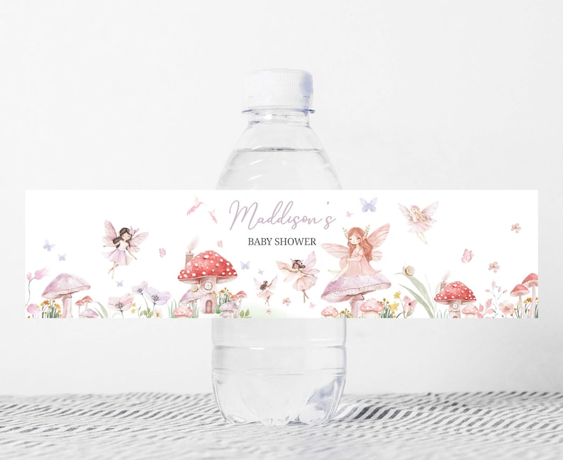 Fairy Baby Shower Bottle Labels