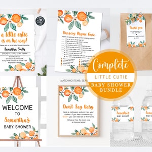 Ein wenig süßes Babyparty-Paket, Oranges Babyparty-Paket, Clementine Thema Zitrus Babyparty Geschlechtsneutrale druckbare Vorlage 0171