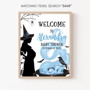 Bewerkbaar A Baby is Brewing Halloween babyshower welkomstbord, jongen Halloween babyshower welkomstposter, heks babyshower bord decor 0449 afbeelding 4