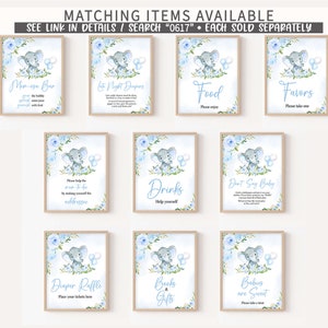 Editable Blue Elephant Baby Shower Due Date Calendar, Boy Elephant Balloon Baby Shower Calendar, Blue Balloon Boy Birthday Predictions, 0617 image 2