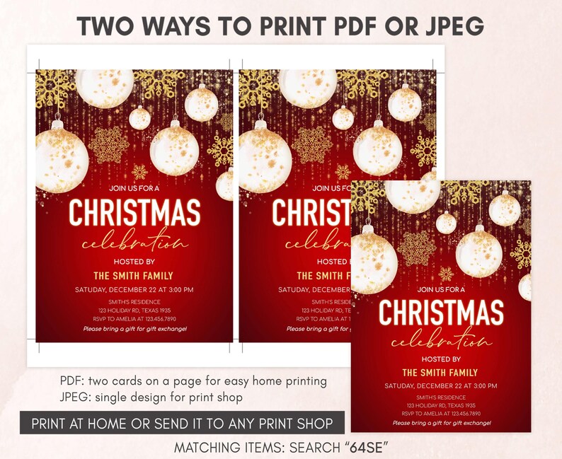Red and Gold Christmas Invitation Template