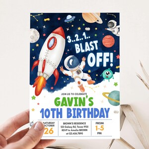 Astronaut Outer Space Birthday Invitation