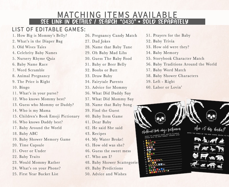 Editable Halloween Baby Shower Due Date Calendar, Gothic Baby Shower Calendar A Little Boo Skull Birthday Prediction Printable Template 0430 image 4