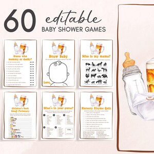 Editable Beer Diaper Party Baby Shower Games Bundle, Beers and Bottles Brewing Baby Shower Game Pack, Couples Beer Baby Shower Games, 01084
