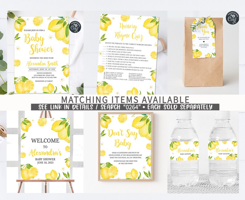 Editable Lemon Baby Shower Bottle Label, Citrus Summer Baby Shower ...