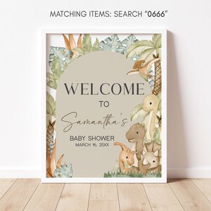Editable Dinosaur Baby Shower Welcome Sign, Baby Dinosaur Boho Baby Shower Welcome Poster, Gender Neutral Dino Baby Shower Welcome Sign 0666 image 3
