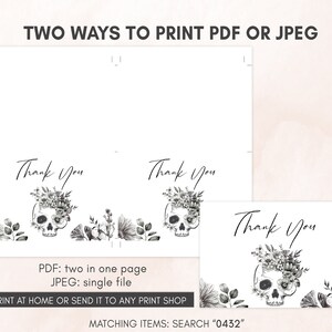 Editable Halloween Baby Shower Invitation Bundle, Black Gothic Baby Shower Invite Set, Black Floral Skull Invitation Pack, A Little Boo 0432 image 7