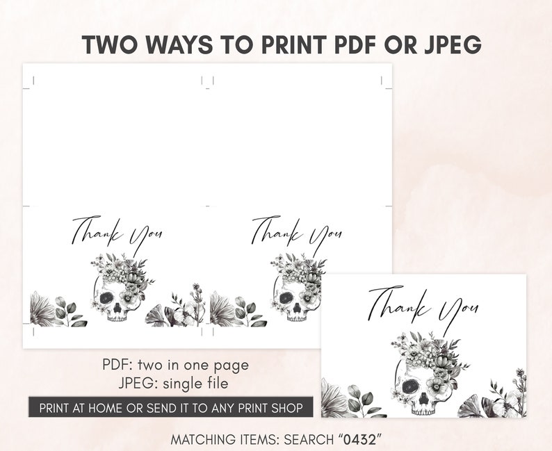 Editable Halloween Baby Shower Invitation Bundle, Black Gothic Baby Shower Invite Set, Black Floral Skull Invitation Pack, A Little Boo 0432 image 7
