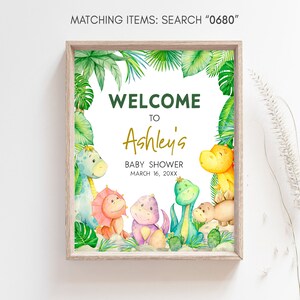 Editable Dinosaur Baby Shower Welcome Sign, Greenery Dino Baby Shower Welcome Poster, Baby Dinosaur, Rawr! It's A Boy Baby Shower Sign 0680 image 3
