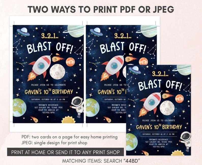 Galaxy Birthday Invitation Template