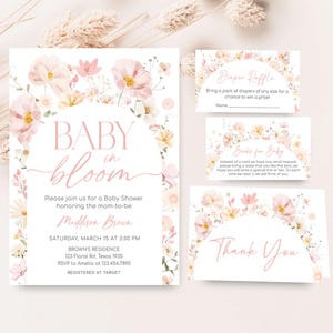 a baby in bloom baby shower and thank you card