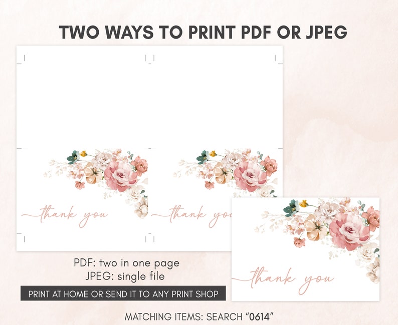 two ways to print a wedding thank card
