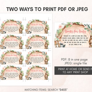 Editable Girl Woodland Baby Shower Invitation Bundle, Floral Forest Animals Baby Shower Invite Set, Rustic Floral Woodland Invitation 0403 image 5