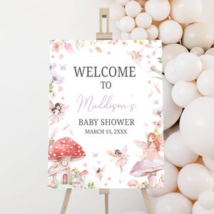 Editable A Little Fairy Baby Shower Welcome Sign, Enchanted Forest Fairy Baby Shower Welcome Poster, Girl Magical Fairy Baby Shower, 01011