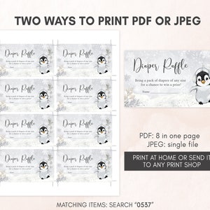 Editable Winter Penguin Baby Shower Invitation Bundle, Gender Neutral Penguin Baby Shower Invite Set, Baby It's Cold Outside Invitation 0537 image 6