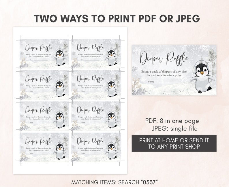 Editable Winter Penguin Baby Shower Invitation Bundle, Gender Neutral Penguin Baby Shower Invite Set, Baby It's Cold Outside Invitation 0537 image 6