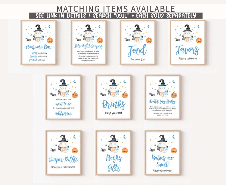 Editable A Little Boo Blue Baby Shower Welcome Sign, Ghost Halloween ...