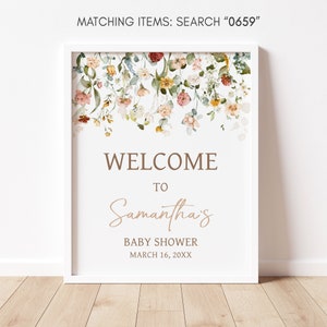 Editable Baby in Bloom Baby Shower Welcome Sign, Boho Spring Floral Baby Shower Welcome Poster, Wildflower Spring Baby Shower Sign, 0659 image 3